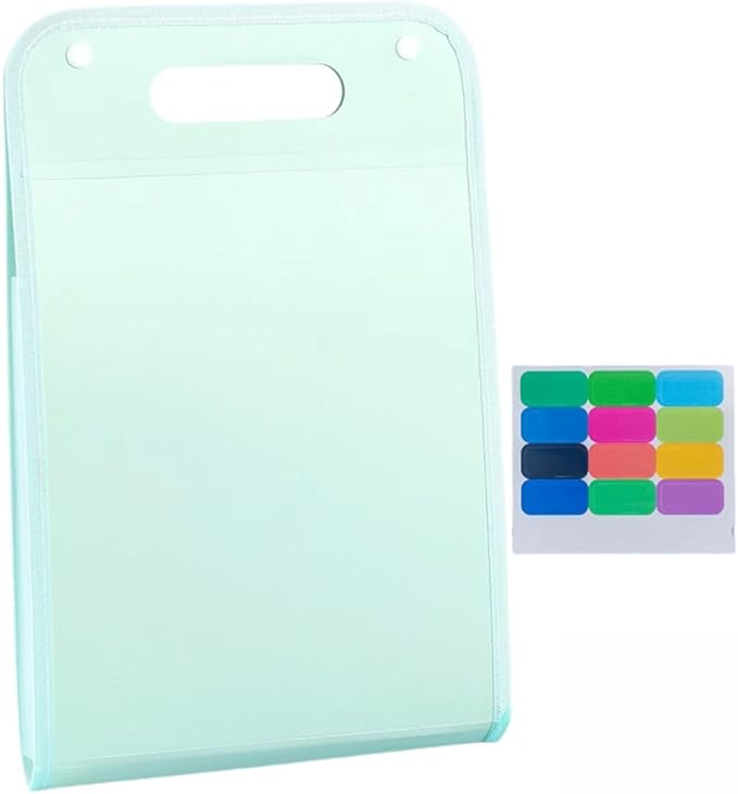 Vertical Accordion File Folder,13 Pockets Expanding File Organize with Labels,A4 Letter Size Paper Document Receipt Organizer Accordion Filing Folder for Classroom, Home,Office.(Green)