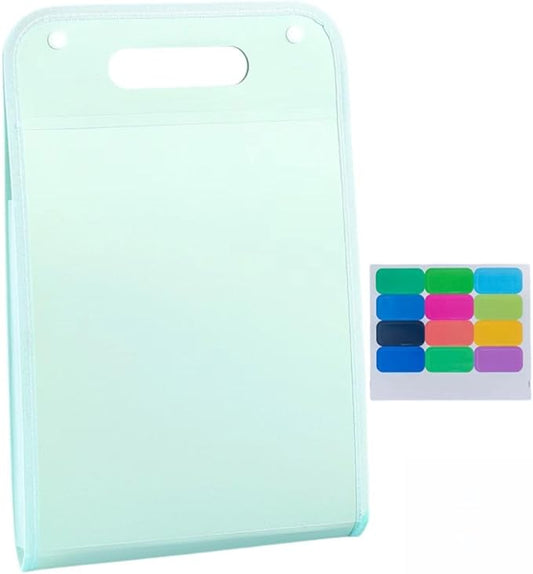 Vertical Accordion File Folder,13 Pockets Expanding File Organize with Labels,A4 Letter Size Paper Document Receipt Organizer Accordion Filing Folder for Classroom, Home,Office.(Green)