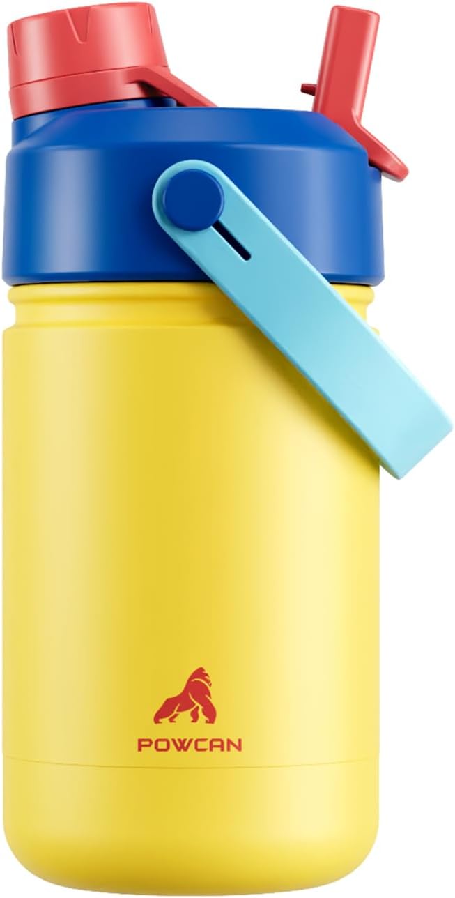12 oz Insulated Girls Water Bottle: Spill-Proof, Stainless Steel Cup with Straw Spout Lid, BPA-Free, Cupholder Friendly, 24H Cold for School, Camping, Sports, Birthday Gift for Kids (Red Apple Charm)