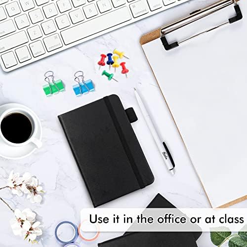 feela 3 Pack Pocket Notebook Journals with 3 Black Pens, A6 Mini Cute Small Journal Notebook Bulk Hardcover College Ruled Notepad with Pen Holder for Office School Supplies, 3.5”x 5.5”, Black