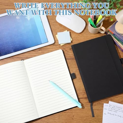 Laumoi 7 Pack Hardcover Lined Journal Notebooks Bulk,Black,A4