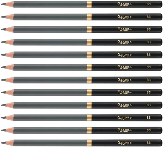 Cezanne Graphite Drawing Pencils Set - 8B, Set of 12 Break-Resistant Graphite Lead, Easy-to-Sharpen Sketch Pencils, Master Artist Quality Graphite Pencils for Technical and Artistic Drawing