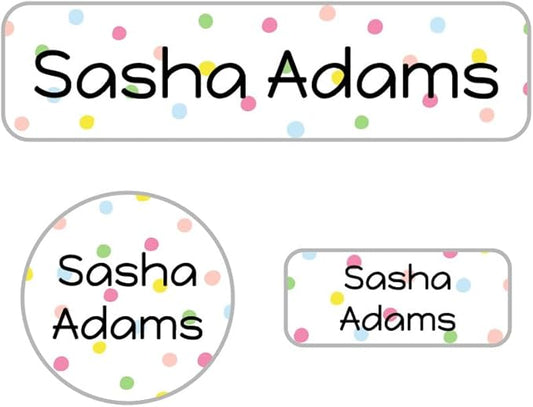 Name Bubbles - Kids Custom Name Labels for Daycare, School, Camp (144 Labels) - Personalized Waterproof Name Stickers for Clothes Tags, Lunch Boxes, Water Bottles, & School Supplies (Pom Pom)