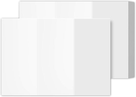 Blank Bright White Tri-Fold Brochure Card Stock, 3 Panel Brochure for Restaurant Menus, Business Flyers and Pamphlets | 8.5” x 11” | 80lb (216gsm) Cardstock | 50 per Pack
