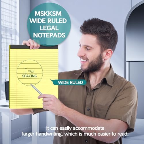 Legal Pads 8.5 x 11, 6 Pack Yellow Wide Ruled Note Pads 8.5 x 11 Pads