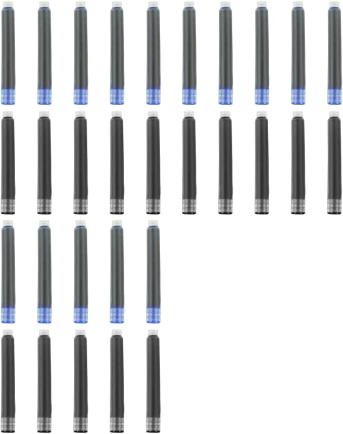 YUNCHUN 30PCS Fountain Pen Ink Refills, 2.6 mm Ink Cartridges Sets for Hongdian, Ink Pen Writing Supplies International Standard Ink Refills, Smooth Writing (Black + Blue)