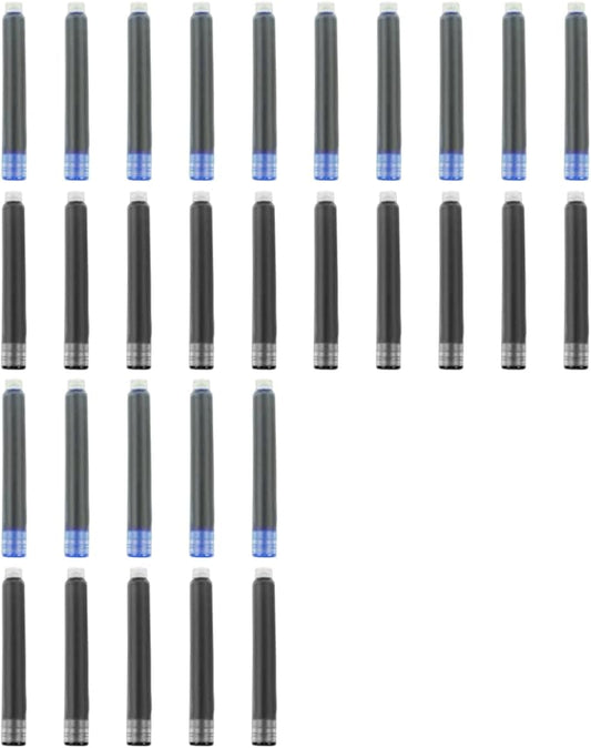 YUNCHUN 30PCS Fountain Pen Ink Refills, 2.6 mm Ink Cartridges Sets for Hongdian, Ink Pen Writing Supplies International Standard Ink Refills, Smooth Writing (Black + Blue)