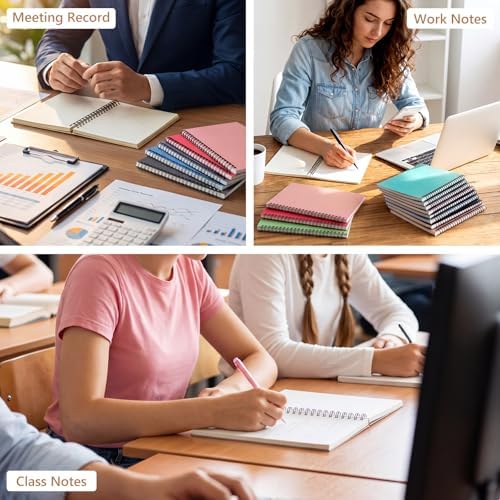 Fuutreo 12 Pcs Spiral Notebook for Work A5 8.3 x 5.7 Inch College Ruled Spiral Journal Notebook Kraft Cover Ruled Paper, 12 Color, 60 Sheets, 120 Pages for Office School(Artistic Color,Classic)