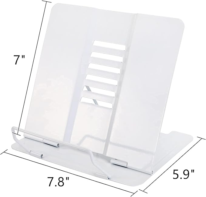 Dicunoy Set of 2 Metal Desk Book Stand, Adjustable Reading Rest Book Holder, Sturdy Bookstands for Recipes, Textbooks, Tablet, Music Books, Cookbook, Recipe, iPad, Magazine, Menu