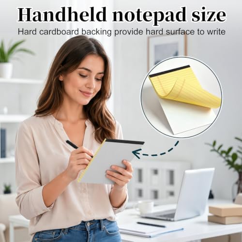 7 PCS Note Pads 5x8 Small Legal Pads 210 Sheets, Perforated Small Notebook Notepad 5 x 8 ,College Ruled Lined Paper Pads 80GSM, Mini Hard Backing Writing Pads Memo for Work School &Office Supplies-Yellow