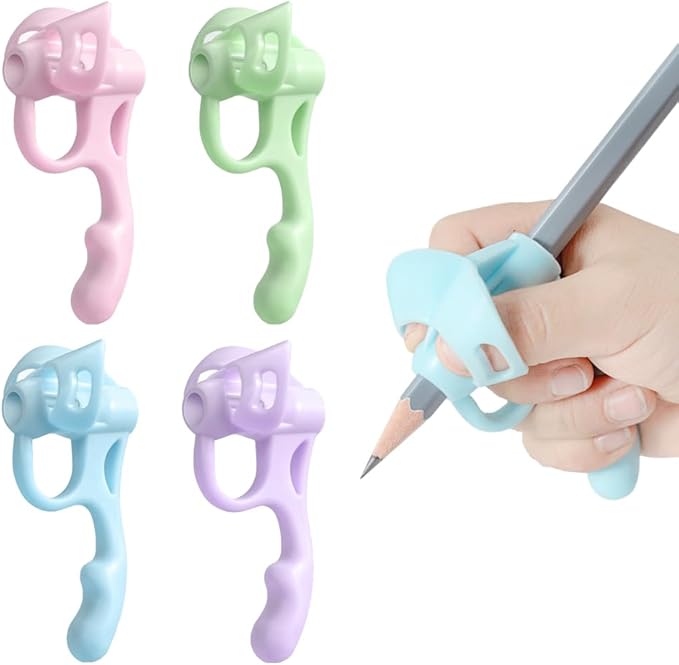 Pencil Grips for Kids Handwriting, 2024 New Toddler Pencil Grip Pencil Holder for Kids, Finger Grips for Pencils Practice Writing for Toddlers 2-4 Years, Special Education School Supplies (4 Pcs)