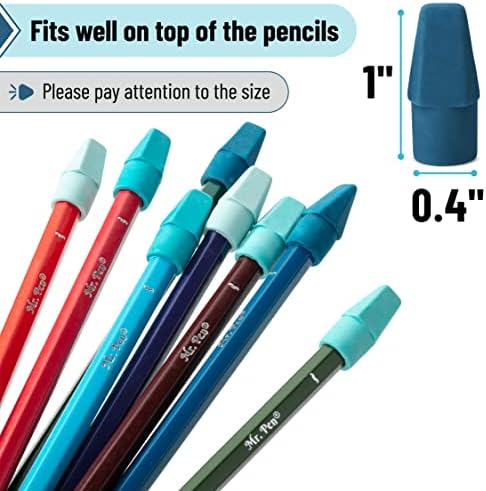 Mr. Pen- Pencil Top Erasers, 480 Pack, Blue Shades, Latex-Free