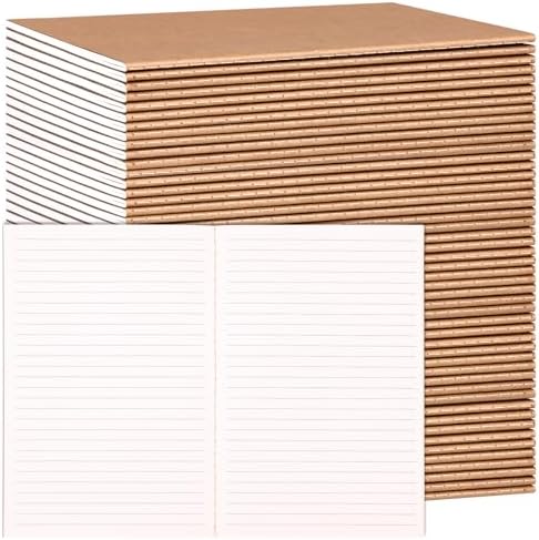 LABUK 48 Pack Lined Kraft Notebooks, A5 Journals Bulk, 8.3x5.5 Notebook Bulk for Traveler Journal, Students Gift School Office Supplies (30 Sheets/60 Pages)
