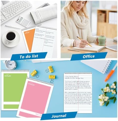 Yeplan Top Spiral Notebook 6x9 10 Pack, Steno Pads Spiral Notebooks with Gregg Ruled White Paper, Notebooks & Writing Pads for School, College, Work, Office, Home, 60 Sheets, 5 Assorted Colors