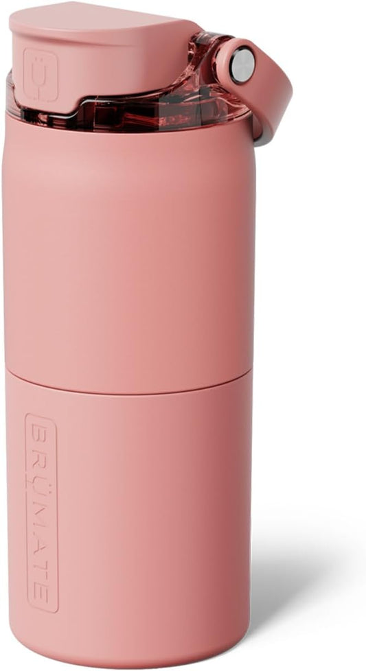 BrüMate Rise 18oz Water Bottle with Covered Silicone Straw | 100% Leakproof Insulated Kids Water Bottle | Cup Holder Friendly Base | 18oz (Guava)