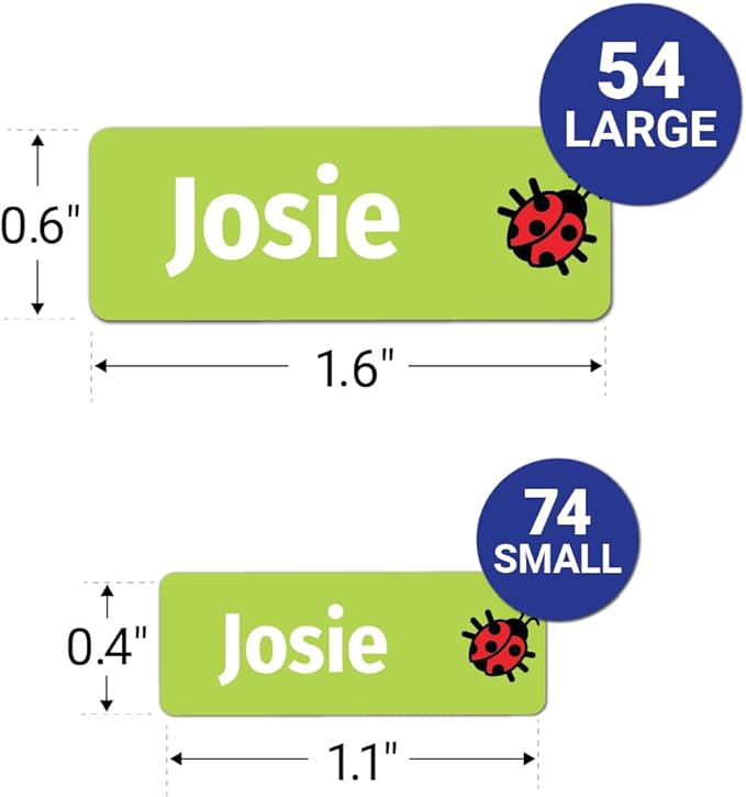 Kids Personalized Name Labels for School, Camp, Daycare (128 Labels) Custom Peel and Stick Waterproof Name Tags Stickers for Water Bottles, Lunch Boxes, Clothing, School Supplies (Little Wings)