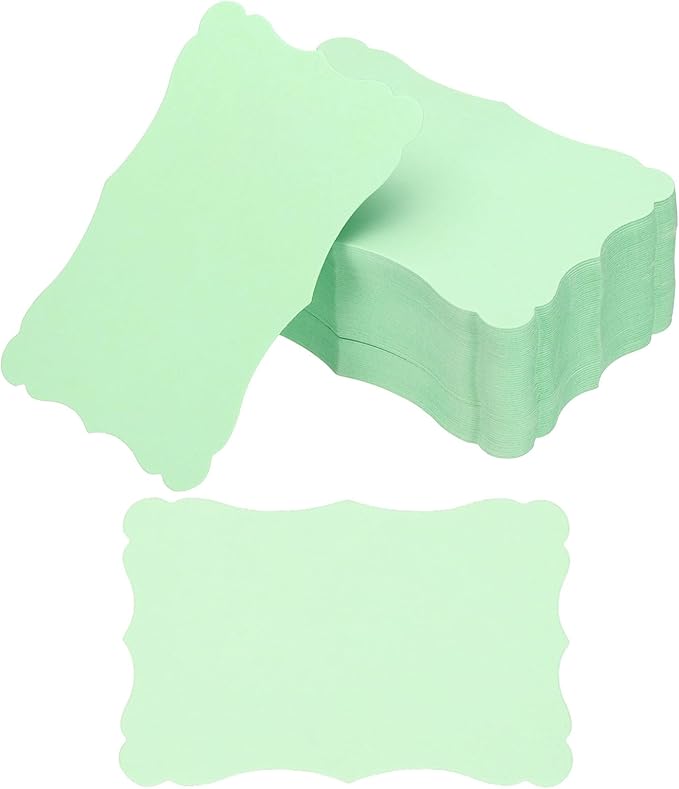 PATIKIL 3.7"x2.4" Blank Paper Business Cards, 120 Pack Small Index Flash Cards Words Message Note Card Mini Paper Tags Lace for DIY Gift, Light Green