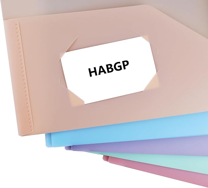 HABGP Two Pocket Folder with Prongs (15 Pack, Pastel Colors), Plastic Folders with Pockets and Business Card Holder, Folders with Pocket Fit Letter Size, Organizing Papers in School, Office & Business