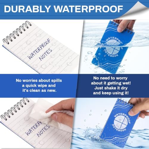 Thboxes 10 Pack Waterproof Pocket Notebooks, 5 x 3 Inch, Top Spiral Pad Set