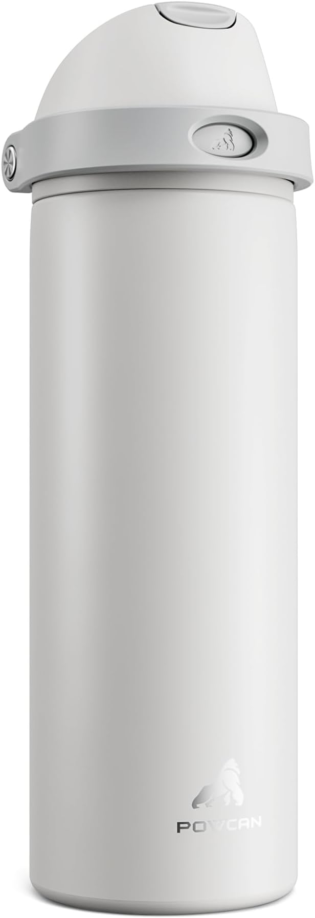 POWCAN 24 oz Metal Water Bottle with Straw for Travel: 100% Leakproof, Quick Open Lid, Keep Cold for 24 Hours, Car Cup Holder Friendly, Insulated Vacuum Flask for Commute, Workouts, Gift (Stone White)