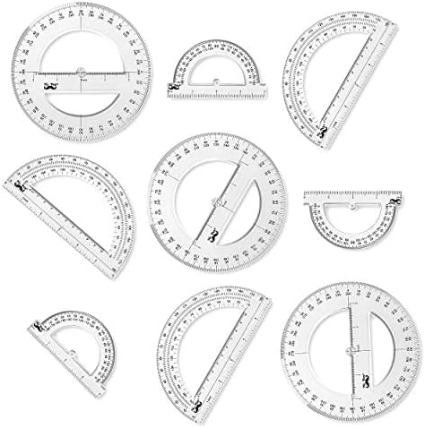 Mr. Pen- Protractor Set, 9 Pack, Clear Plastic 4", 6" & 360 Degree Protractors for Measuring Angles, Math, Geometry, Drafting, Classroom Supplies & Technical Drawing