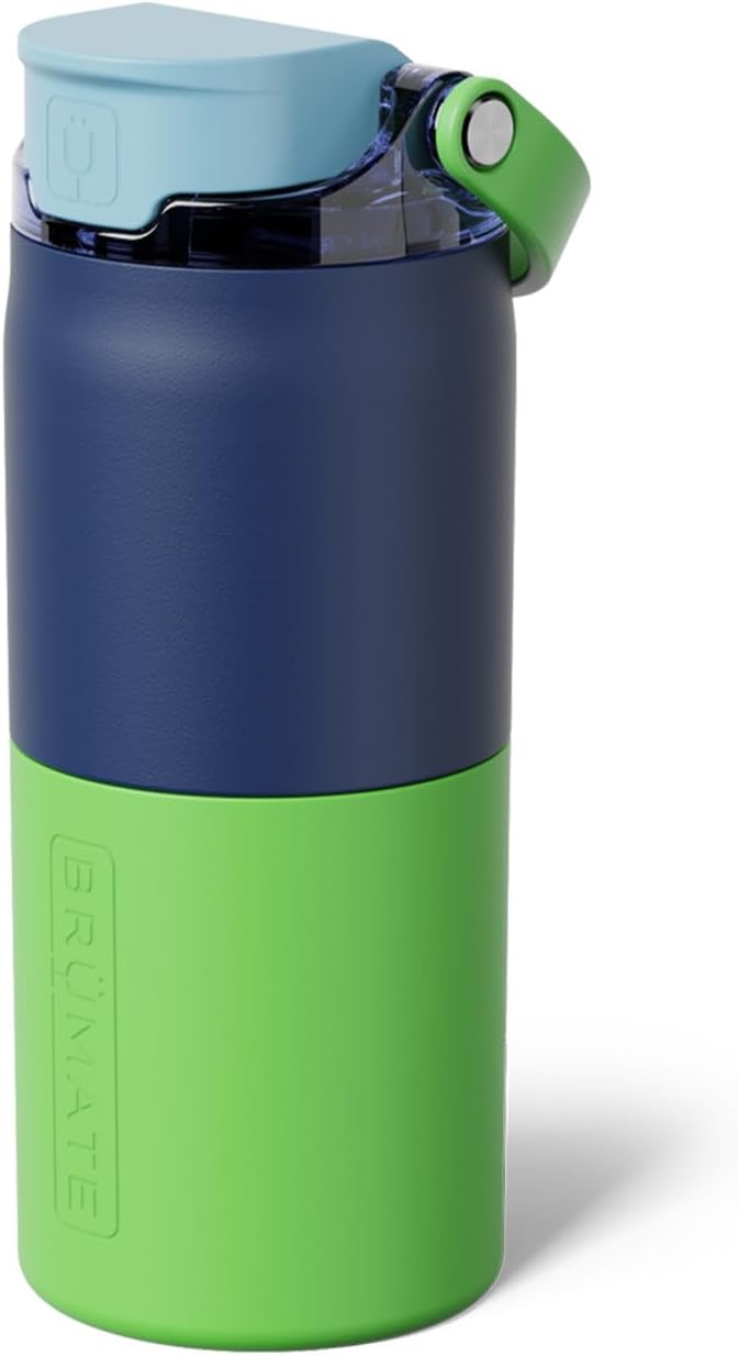 BrüMate Rise 18oz Water Bottle with Covered Silicone Straw | 100% Leakproof Insulated Kids Water Bottle | Cup Holder Friendly Base | 18oz (Neutron)