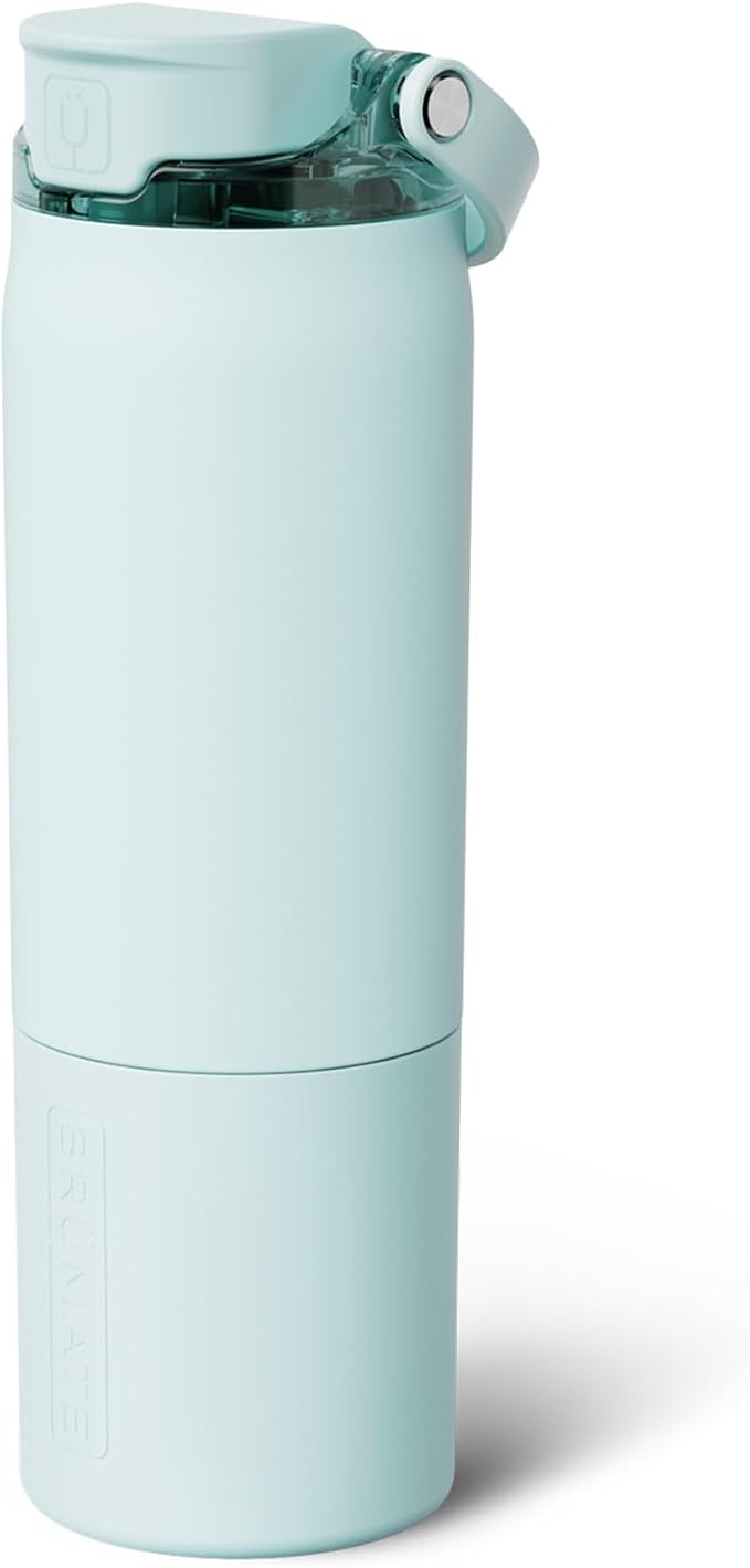 BrüMate Rise 25oz Water Bottle With 100% Leakproof Covered Silicone Straw | Insulated Stainless Steel Water Bottle | Cup-Holder Friendly | Fast Flow | Soft Sip Silicone Spout | BPA-Free (Blue Agave)