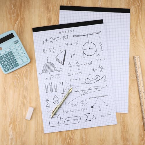 Thboxes 2 Pack Graph Paper Pads, 17 x 11.6 In, 4x4 Grid Notepads, 30 Sheets