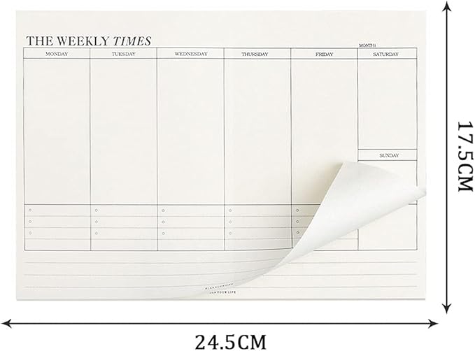 60 Sheets Weekly Pad, Tear Off Weekly Planner Notepad with Daily Schedule Weekly to Do List Notepad（7x10” ）