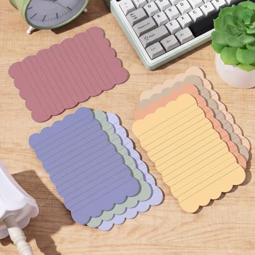 Eaasty 8 Pack Scalloped Sticky Notes Lined 4" X 6" Morandii Memo Pads