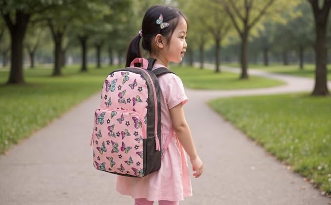 Trail maker Fun School Backpack for Elementary Middle School Girls and Boys | 17 Inch Printed Backpacks for School Kids, Travel (Big Bold Butterflies)
