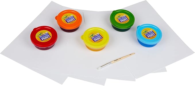 Crayola Spill Proof Paint Set Washable Paint for Kids, Teacher School Supplies & Essentials, Includes Brush & Paper, Arts & Crafts, Toddler Gift, Ages 3+