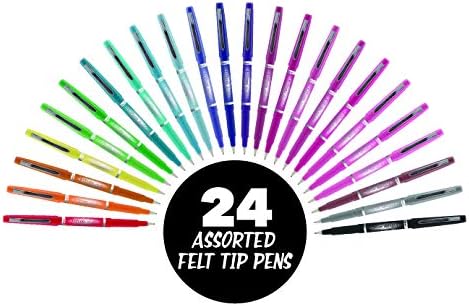 OPTIMUS 24-Color 0.7mm Felt Tip Pens - No Bleed, For Writing, Drawing, Journaling