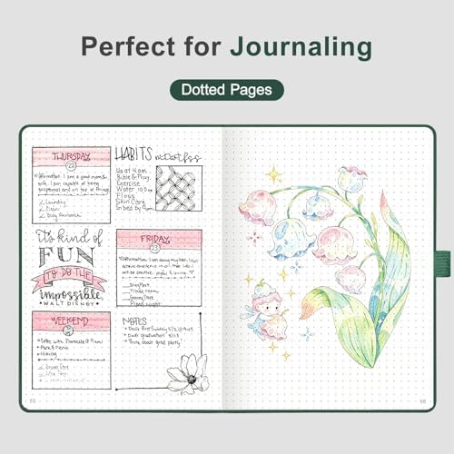 AHGXG Dotted Journal Notebook, 160 Numbered Pages, A5 Size (5.7'' x 8.3'')