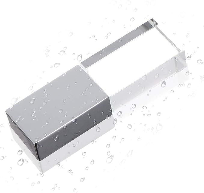 New Crystal Transparent Rectangle Genuine USB Flash Drive 3.0 LED Lighting Memory Stick Birthday Wedding Gift Pen Drive,Silver (32GB)…