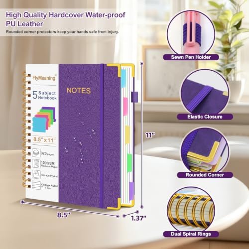 Hardcover Spiral Notebook Journal with Removable Dividers Tabs