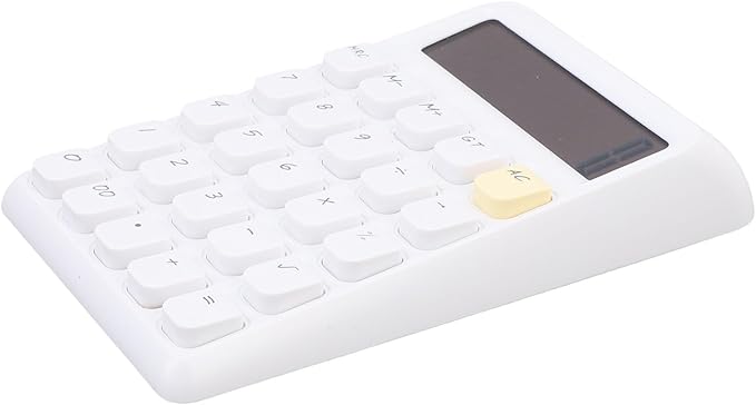 Dpofirs Standard Solar Powered Calculator, 12 Digit Large Screen, Mechanical Keys, Basic Portable Calculator for School (White)