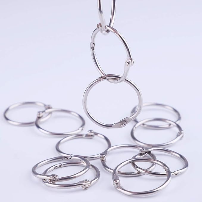 Antner 1.2 Inch Loose Leaf Binder Rings, 50 Pack Nickel Plated Small Metal Office Book Rings Keychain Keyrings for Paper, Index Cards, Flashcards, Scrapbooks, Home and Office Documents Organization