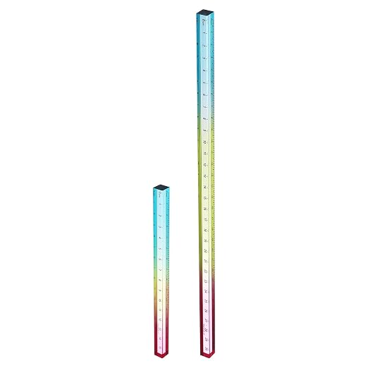 HARFINGTON 2pcs Acrylic Clear Straight Rulers 15/30cm Metric,Colorful | Transparent Gradient Three-Dimensional Plastic Ruler Square Cube Measuring Tool for Classroom