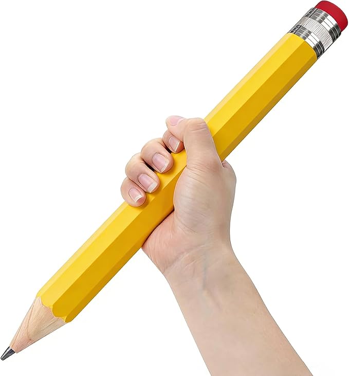 Giant Pencil, 14 Inch Big Jumbo Pencils, Funny Oversized Huge Comically Large Pencil with Cap for Prop/Gifts/Decor(Yellow)