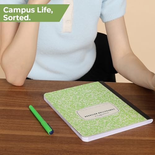Paper Rite Assorted Marble Composition Notebook Wide Ruled (9.75x7.5 in), 100 Sheets | 200 Pages | For School, Office, Students, Teachers (4, Green)