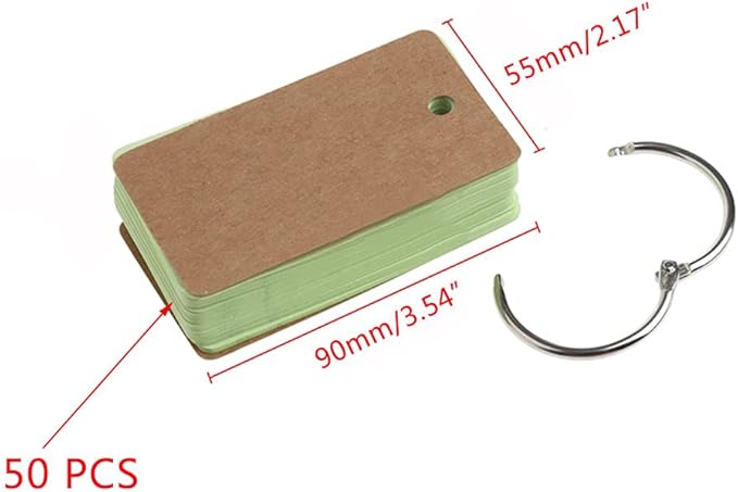 Revision Study Cards, Mini Index Cards, Blank Flash Cards with Binder Ring, Memo Scratch Pads Bookmark DIY Greeting Card, 9cm x 5.5cm, 50 Sheets/Pack - Blue