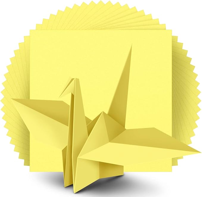 IOOLEEM Origami Paper, 200 Sheets, Light Yellow Origami Paper, 6 Inch Square, Double Sided Colored paper.