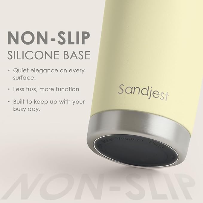 SANDJEST Stainless Steel Tumbler 20 oz, Double Wall Vacuum Insulated Mug with Lid, Travel Coffee Cup for Women Girls Friends Sisters,Birthday Christmas (Butter)