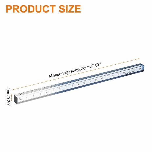 HARFINGTON Acrylic Clear Straight Rulers 20cm Metric Transparent Gradient Three-Dimensional Plastic Ruler Square Cube Measuring Tool for Classroom Office, Gray