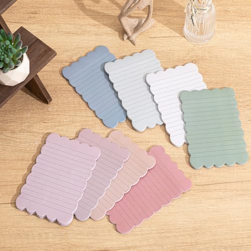 Eaasty 8 Pack Scalloped Sticky Notes Lined 4" X 6" Vintage Memo Pads