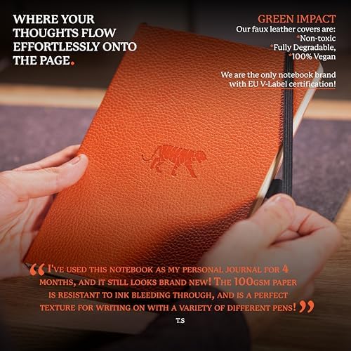 Dingbats* Wildlife Lined Writing Journal Notebook A5 - Vegan Leather Softcover - Ideal for Work, Travel - Pocket, Elastic Closure, & Bookmark