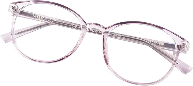 FONHCOO Stylish Blue Light Glasses Women Men Eyeglasses, TR90 Fashion Round Transparent Eye Glasses (Purple)