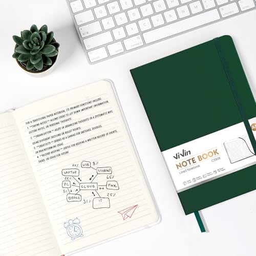 ViVin 6 Pack A5 Hardcover Lined Notebook,192 pg College Ruled 5.5x8.3