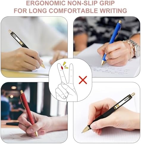 Linbsunne Ballpoint Pens Medium Point 1mm Pen with Super Soft Grip Ball Point Pen for Men Women Retractable Pens (Blue Ink+Black Ink+Red Ink)